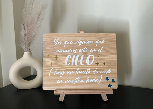 Cartel hay un trocito de cielo en nuestra boda